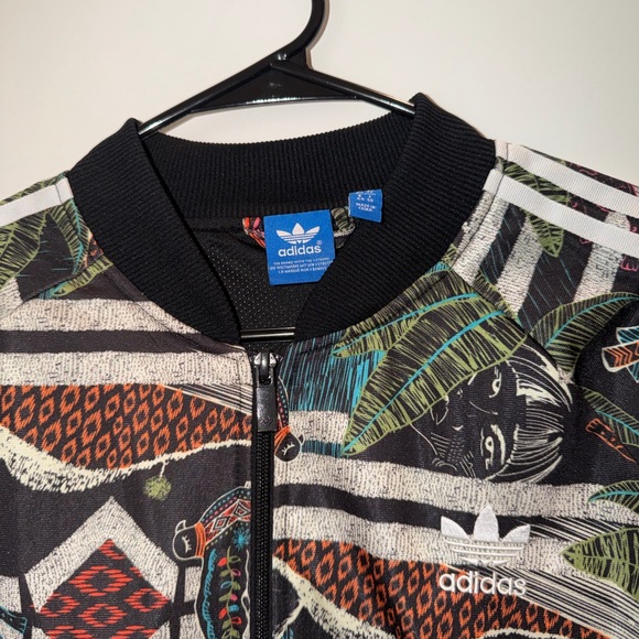 adidas Black Floral & Geometric Print Bomber Jacket - Picture 8 of 8